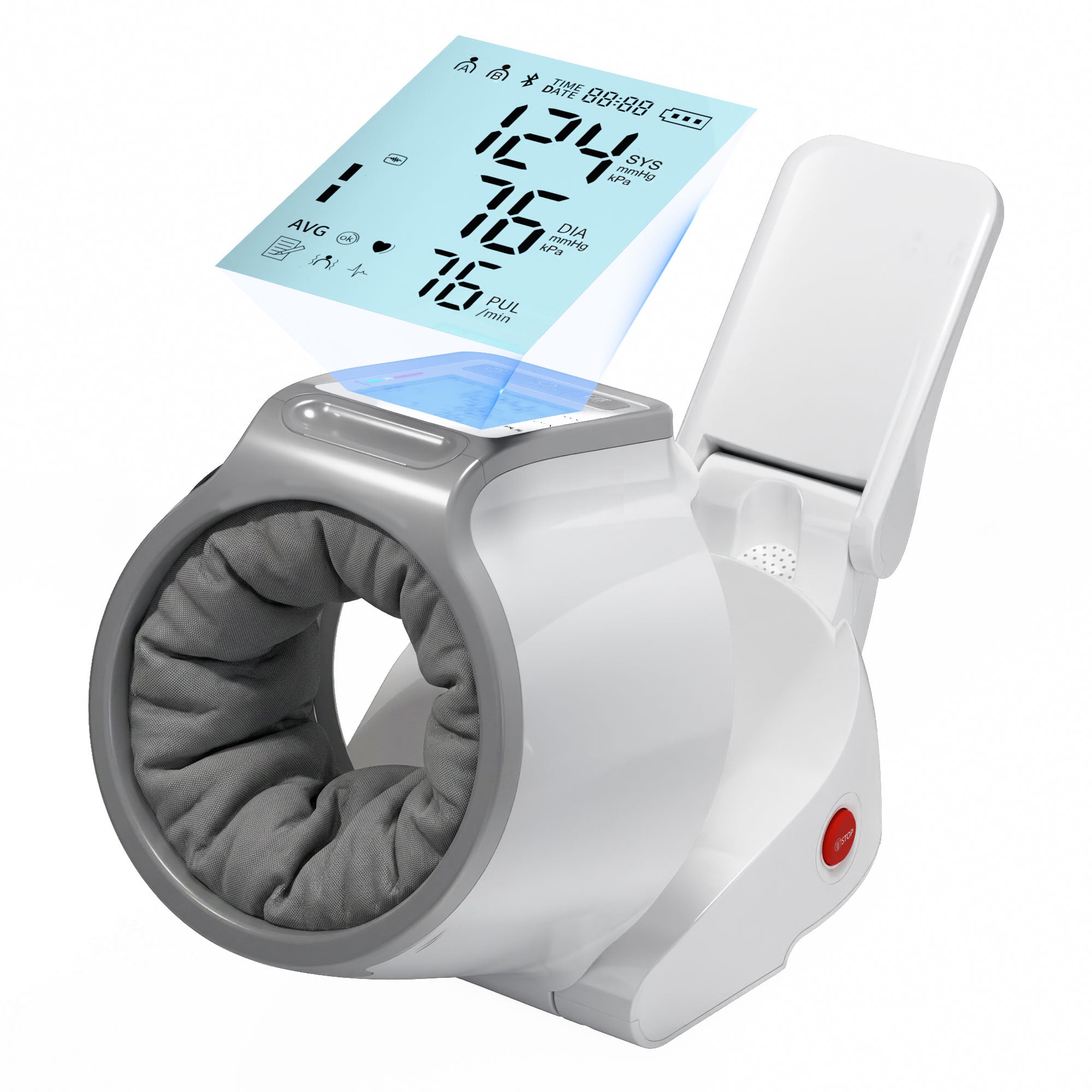 WURESE Blood Pressure Monitor Upper Arm, One-Touch Barrel Cuff 7.1"-16.5", Backlit Display & Dual User Memory, USB-C Rechargeable, Grey