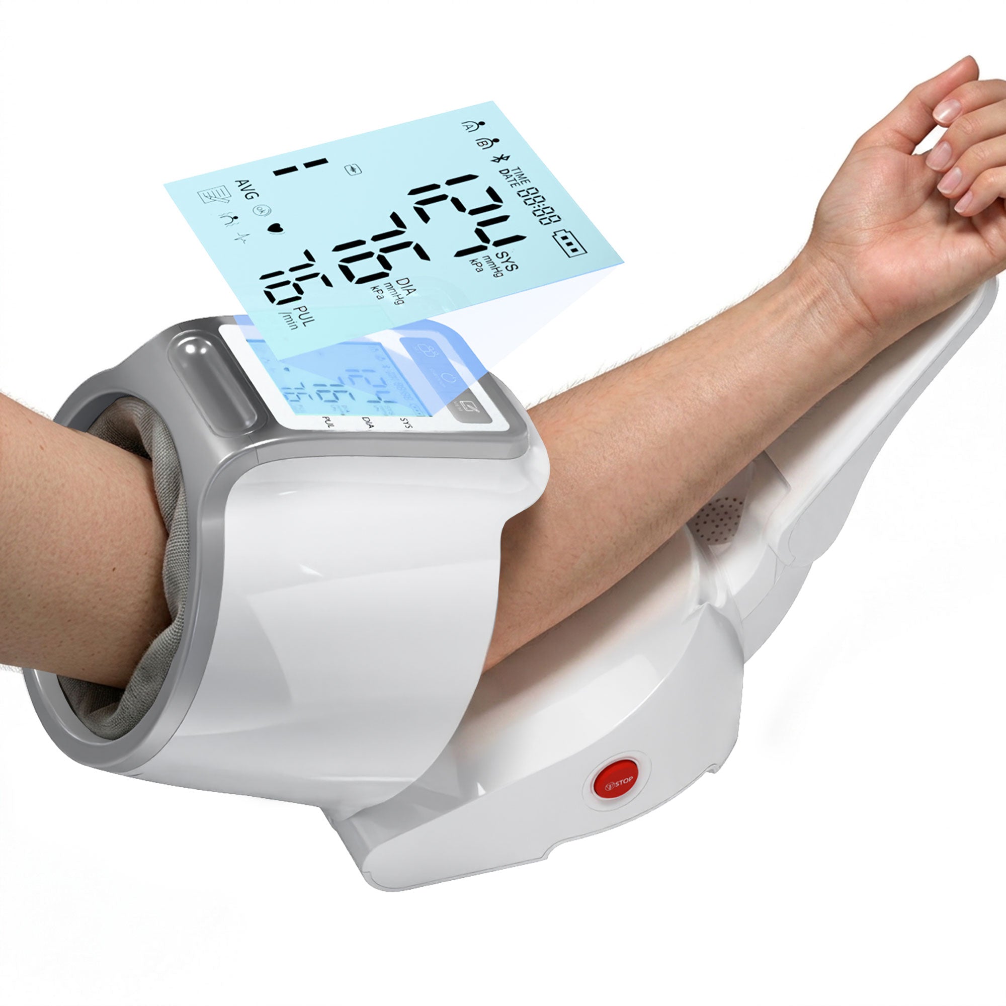 Blood Pressure Monitor Upper Arm, One-Touch Barrel Cuff 7.1"-16.5", Backlit Display & Dual User Memory, USB-C Rechargeable
