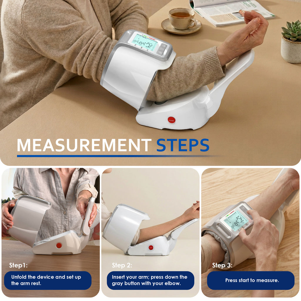Blood Pressure Monitor Upper Arm, One-Touch Barrel Cuff 7.1"-16.5", Backlit Display & Dual User Memory, USB-C Rechargeable
