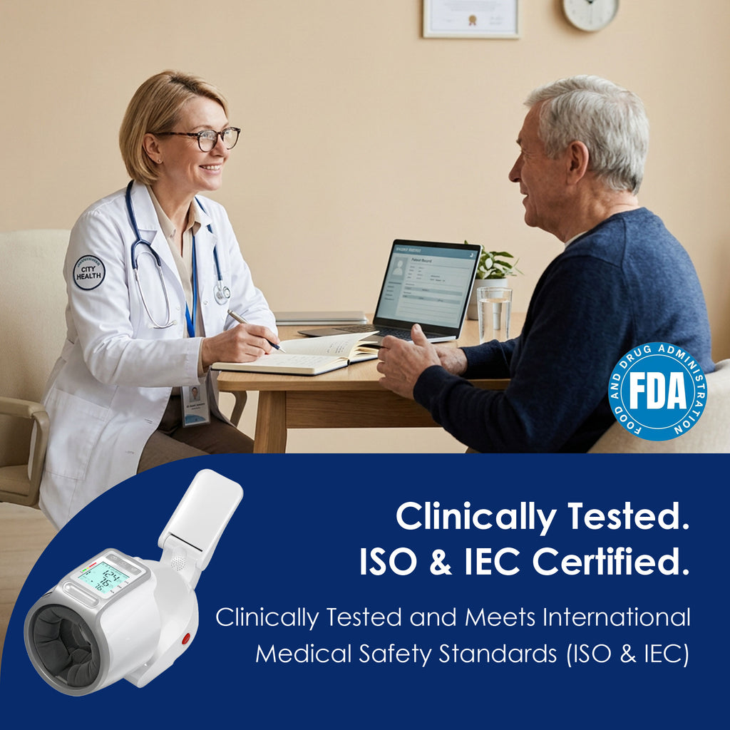 Blood Pressure Monitor Upper Arm, One-Touch Barrel Cuff 7.1"-16.5", Backlit Display & Dual User Memory, USB-C Rechargeable