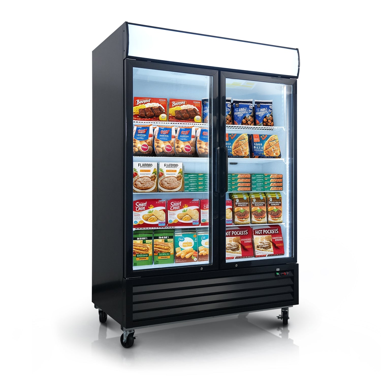 WURESE 44.7 cu.ft. Glass Door Merchandiser Freezer, Commercial Reach-In Swing Door Display Freezer with LED Lighting, Upright Freezer