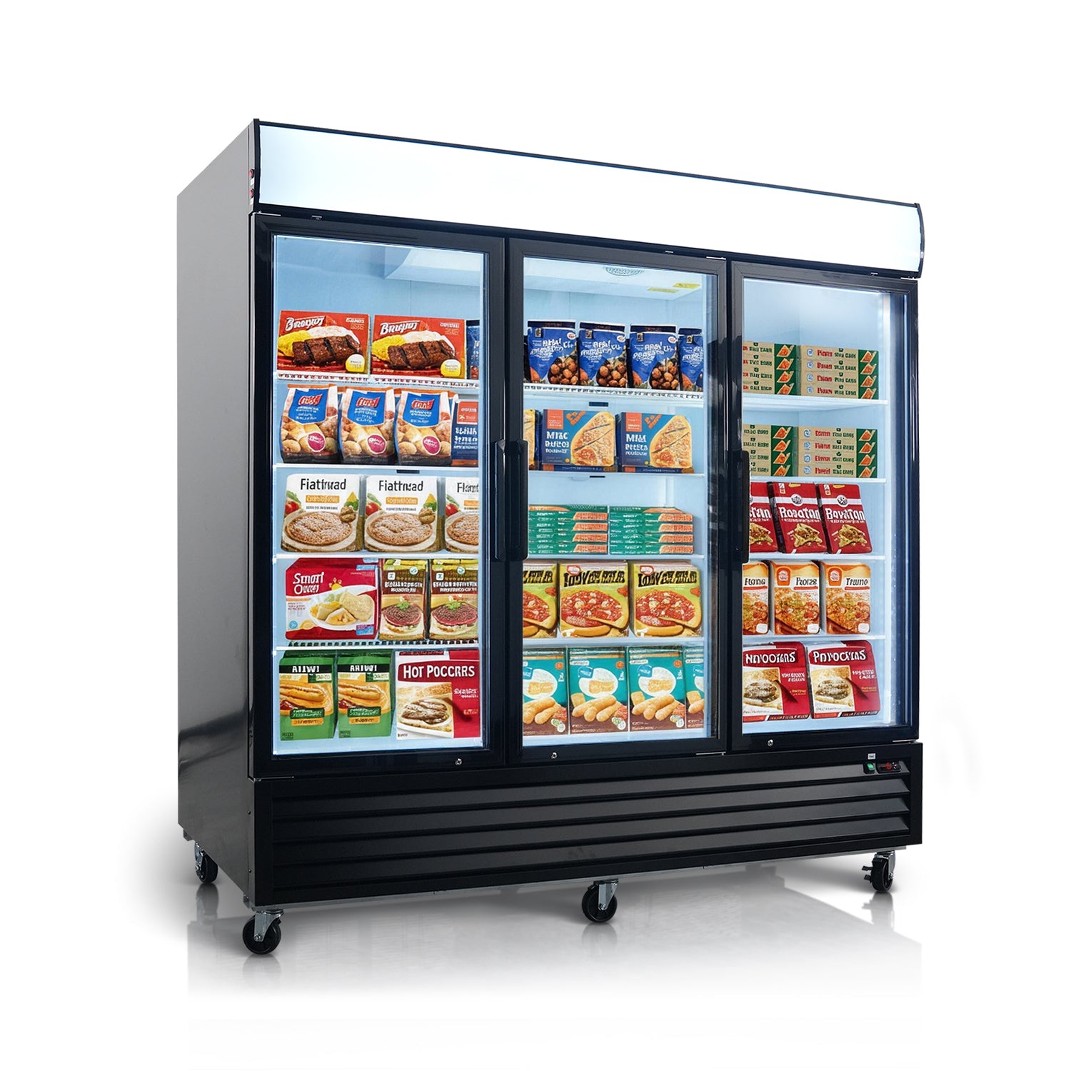 WURESE 70 cu. ft. Glass Door Merchandiser Freezer, Commercial Reach-In Swing Door Display Freezer with LED Lighting, Upright Freezer