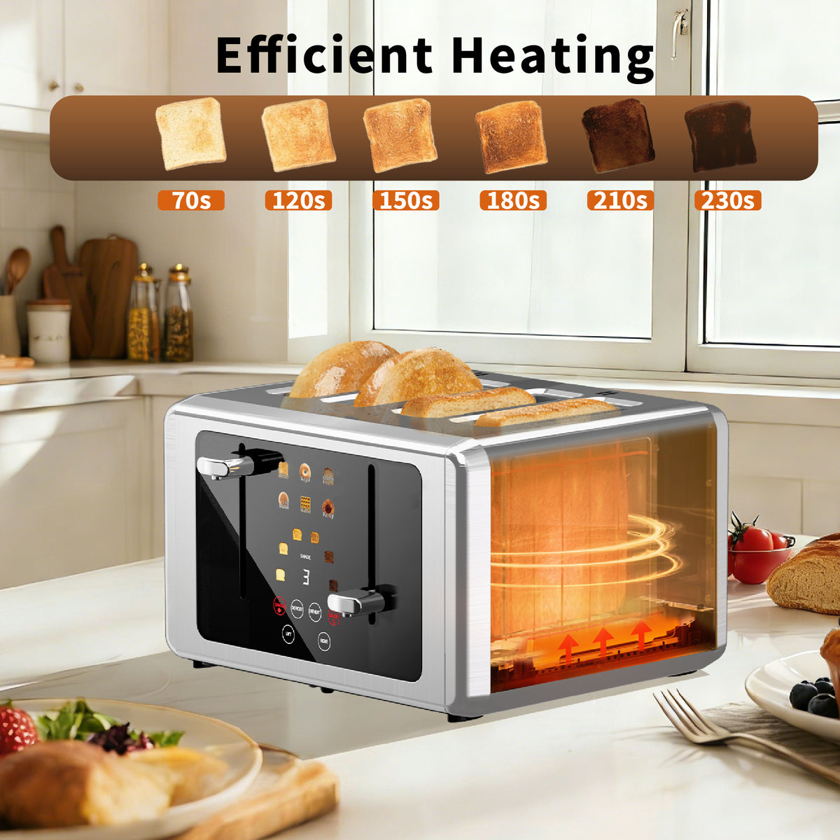 WHALLULTRA Toaster 4 Slice,Touchscreen Toaster