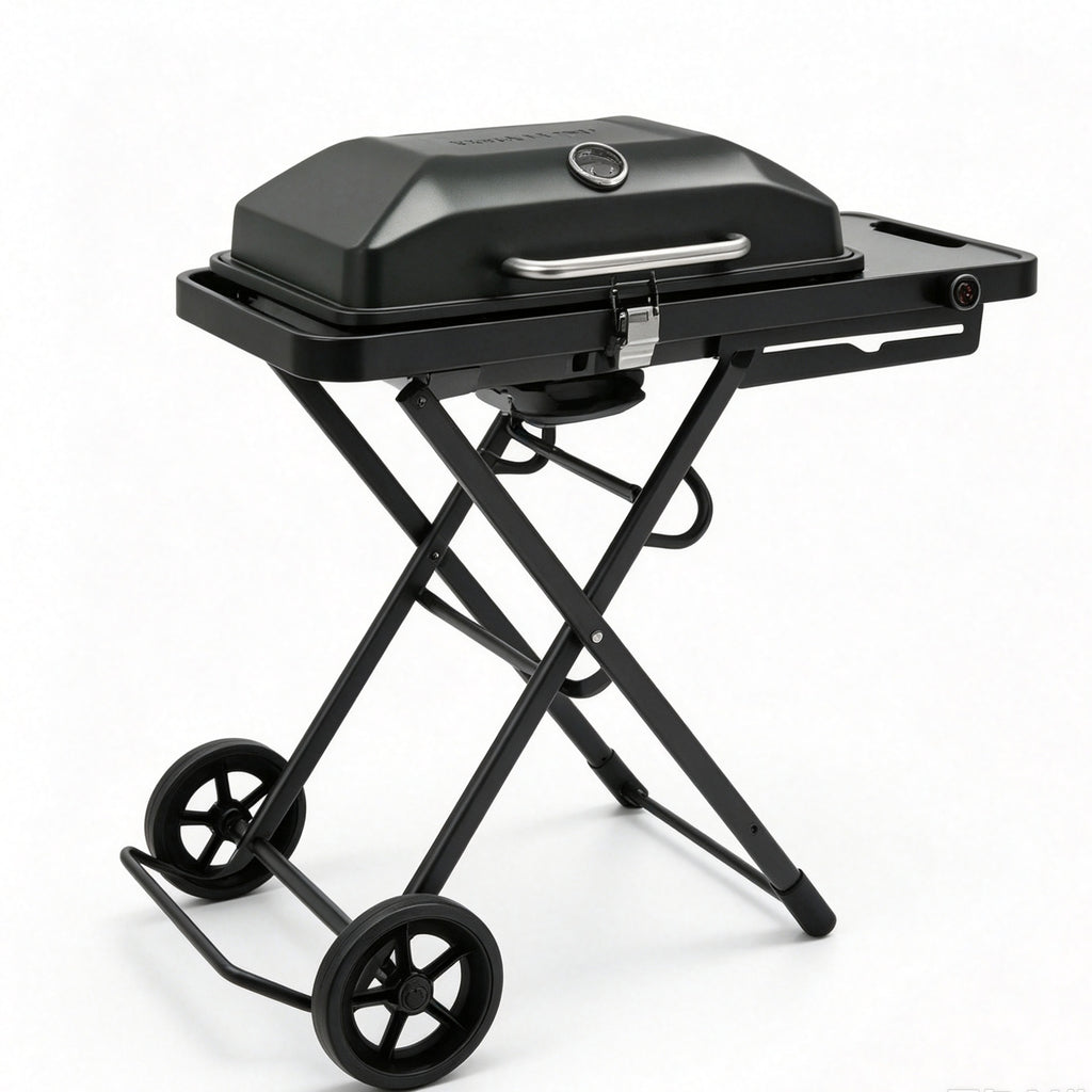 WURESE Portable Fold‑Up Gas BBQ Grill with Wheels, 3.8 kW, Large Cooking Surface for Outdoor Camping Patio Backyard
