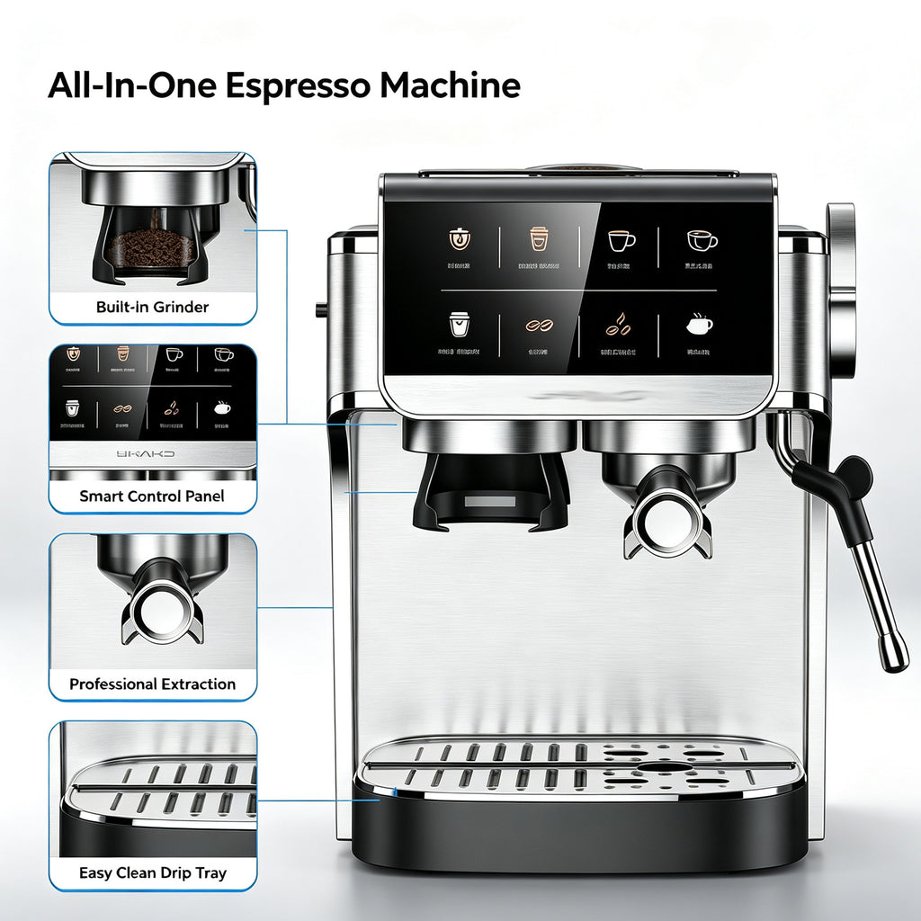 WURESE Espresso Machine Integrated Grinder