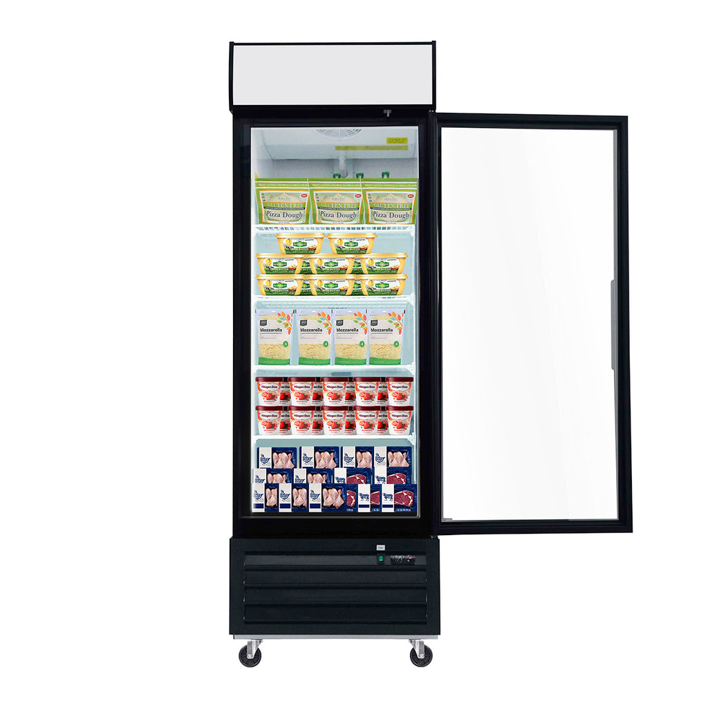 WURESE Glass Door Merchandiser Freezer 19.3 Cu.ft Swing Door Commercial Reach-In Display Freezers with LED Top Panel Upright Freeze Storage, gray