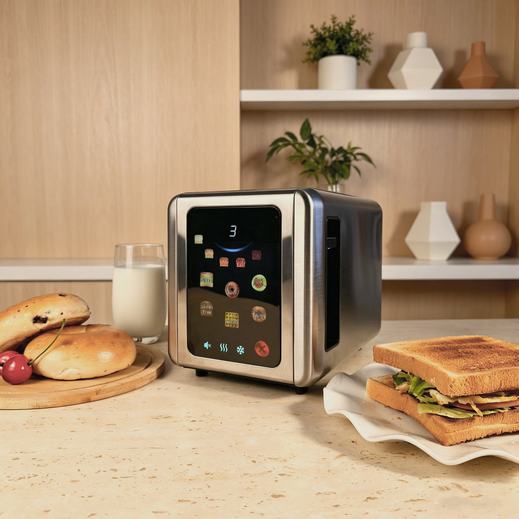 WHALLSE Touch Screen Toaster 2 Slice, 1.5'' Wide Slot Stainless Steel Toasters with Digital Timer, 6 Bread Types & 6 Shade Settings, Crumb Tray