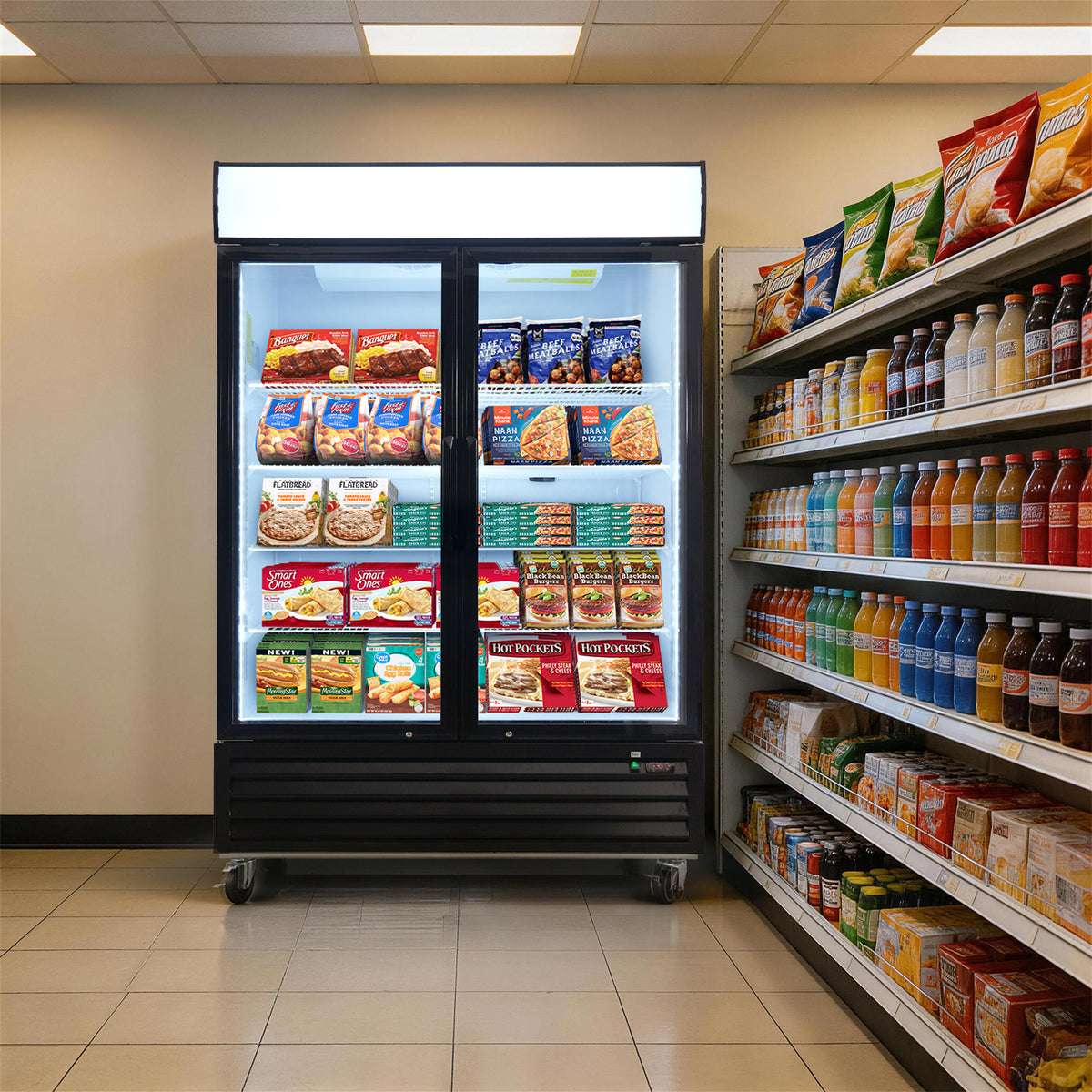 WURESE 44.7 cu.ft. Glass Door Merchandiser Freezer, Commercial Reach-In Swing Door Display Freezer with LED Lighting, Upright Freezer