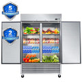WURESE 54" Commercial Refrigerator, 49 cu.ft. 2 Solid Door Reach-In, Stainless Steel, ETL Approved, Upright Fridge for Restaurant & Kitchen Storage