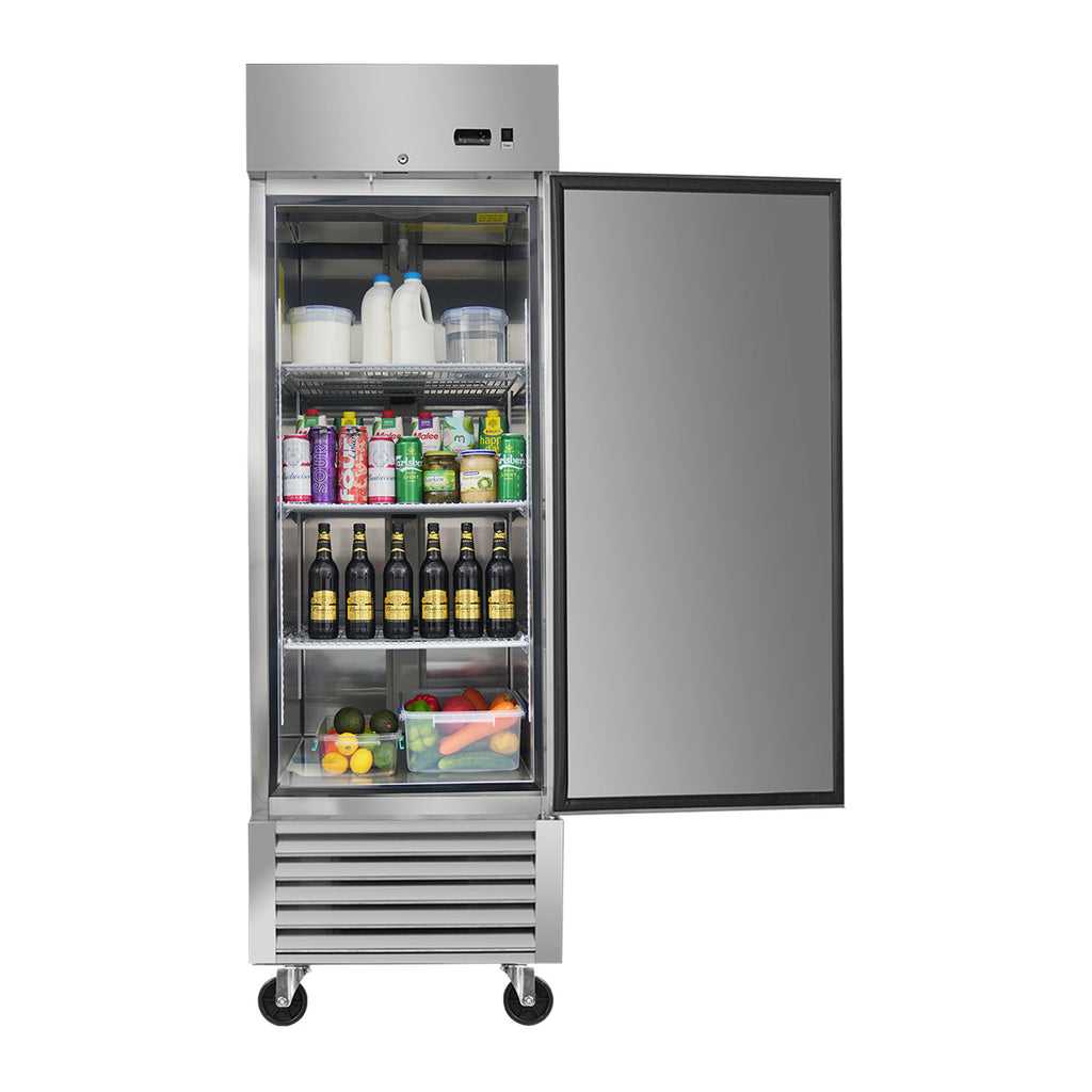 WURESE 27" Commercial Refrigerator, 23 cu.ft. 1 Solid Door Reach-In, Stainless Steel, ETL Approved, Upright Fridge for Restaurant & Kitchen Storage, gray