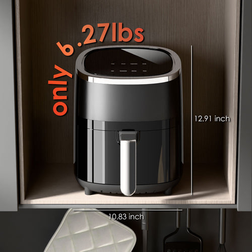 WHALLPRO Compact 4.2QT Air Fryer, 9-in-1 with Smart Digital Color Touch Screen Air Fryers, View Window,Vortex Heating Technology
