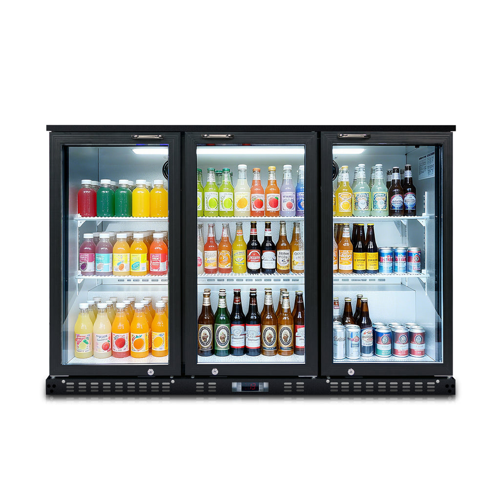WURESE Beverage Refrigerator 11.3 Cu.Ft 3 Glass Door, 480 Cans Commercial Display Bar Fridge, gray