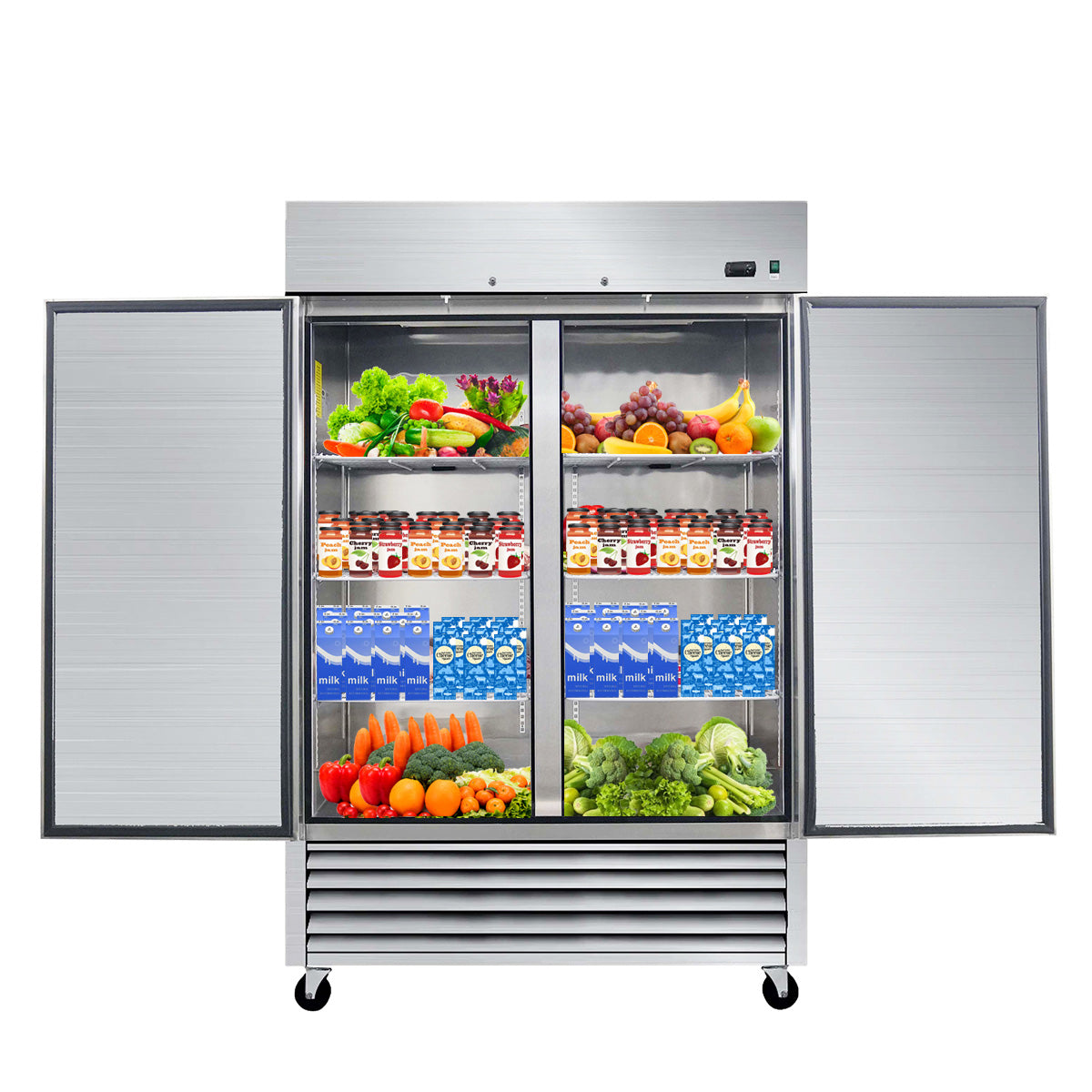 WURESE 54" Commercial Refrigerator, 49 cu.ft. 2 Solid Door Reach-In, Stainless Steel, ETL Approved, Upright Fridge for Restaurant & Kitchen Storage, gray