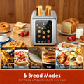WURESE Touch Screen 2-Slice Toaster, 1.5 Inch Wide Slot Stainless Steel Toaster with Digital Timer and 6 Bread Types and 6 Shade Settings