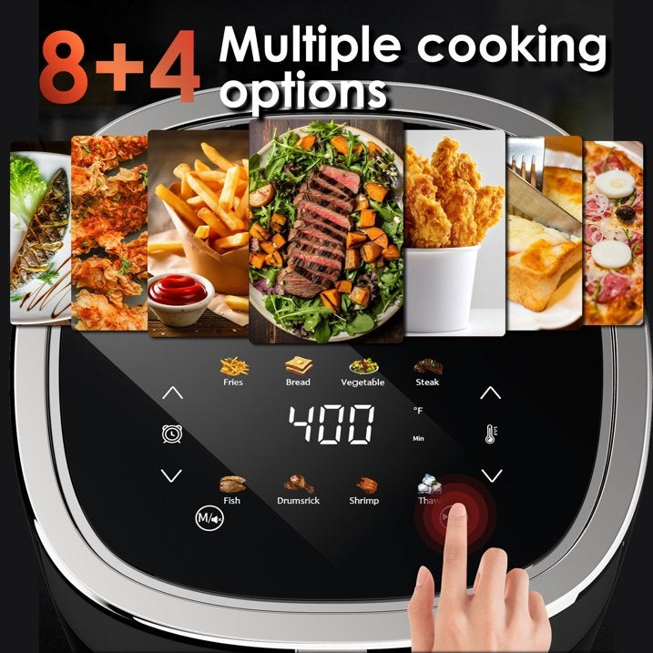 WHALLPRO Compact 4.2QT Air Fryer, 9-in-1 with Smart Digital Color Touch Screen Air Fryers, View Window,Vortex Heating Technology