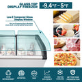 WURESE 4.6 cu. ft. Commercial Display Freezer with Sliding Glass Lid, Curved Top Glass Door Merchandiser, White