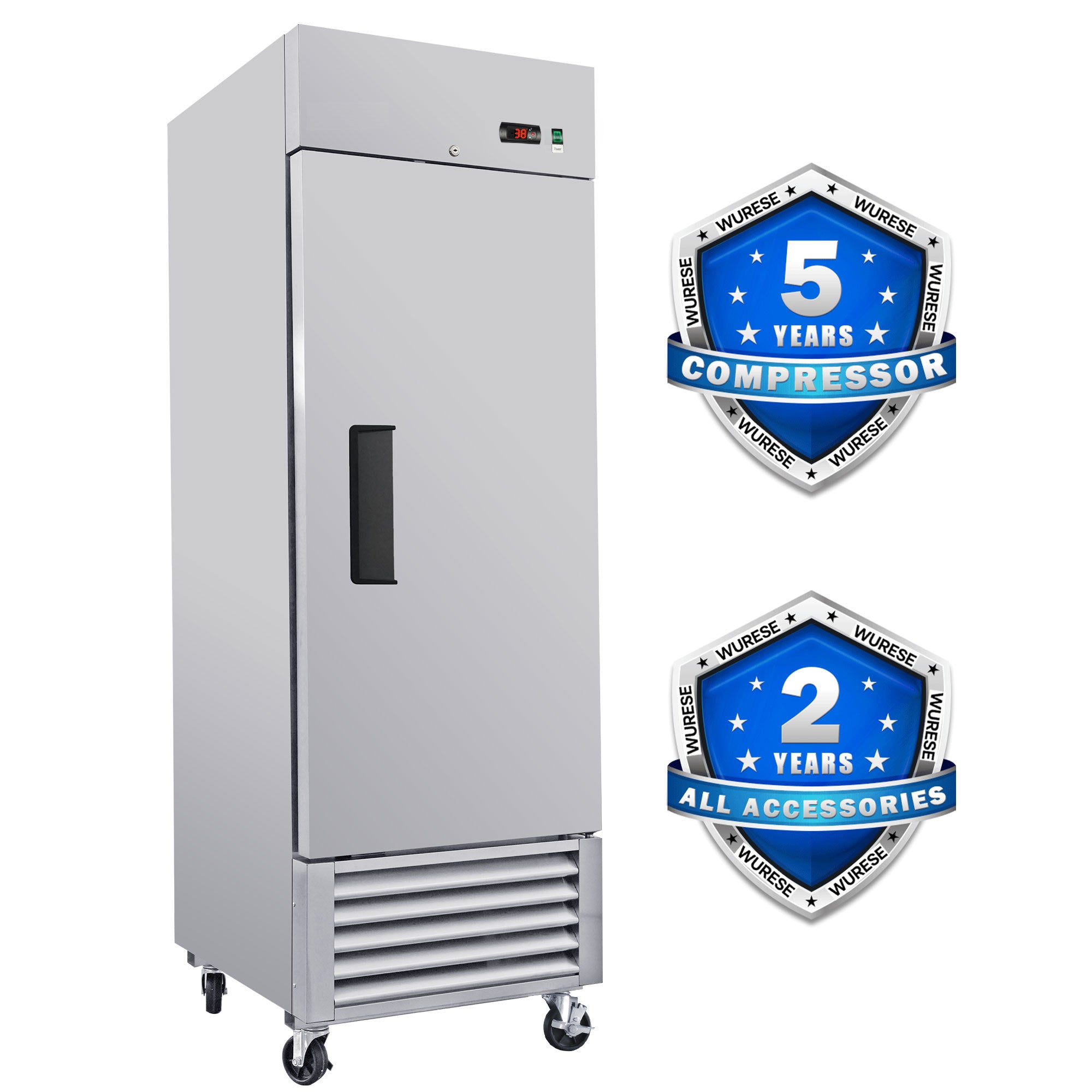 WURESE 27" Commercial Refrigerator, 23 cu.ft. 1 Solid Door Reach-In, Stainless Steel, ETL Approved, Upright Fridge for Restaurant & Kitchen Storage