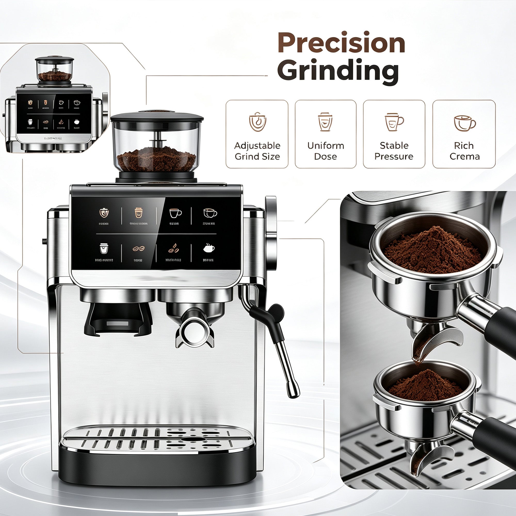 WURESE Espresso Machine Integrated Grinder