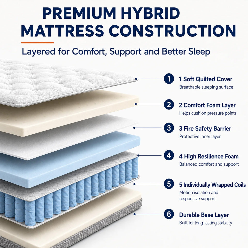 WURESE Hybrid Mattress Medium Firm Pocket Spring and Gel Memory Foam Full Size