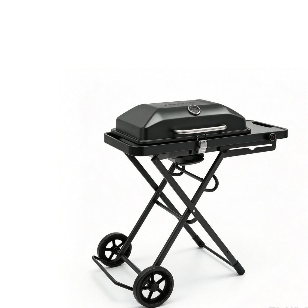 WURESE Portable Fold‑Up Gas BBQ Grill with Wheels, 3.8 kW, Large Cooking Surface for Outdoor Camping Patio Backyard