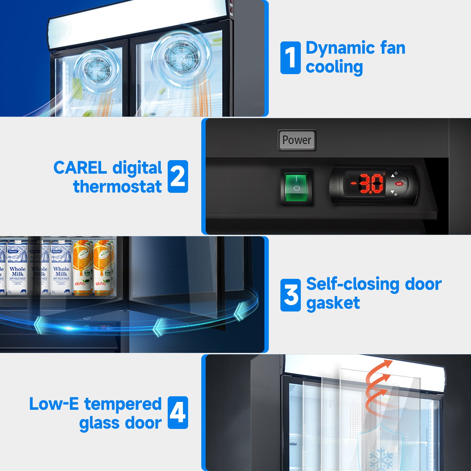 WURESE 44.7 cu.ft. Glass Door Merchandiser Freezer, Commercial Reach-In Swing Door Display Freezer with LED Lighting, Upright Freezer