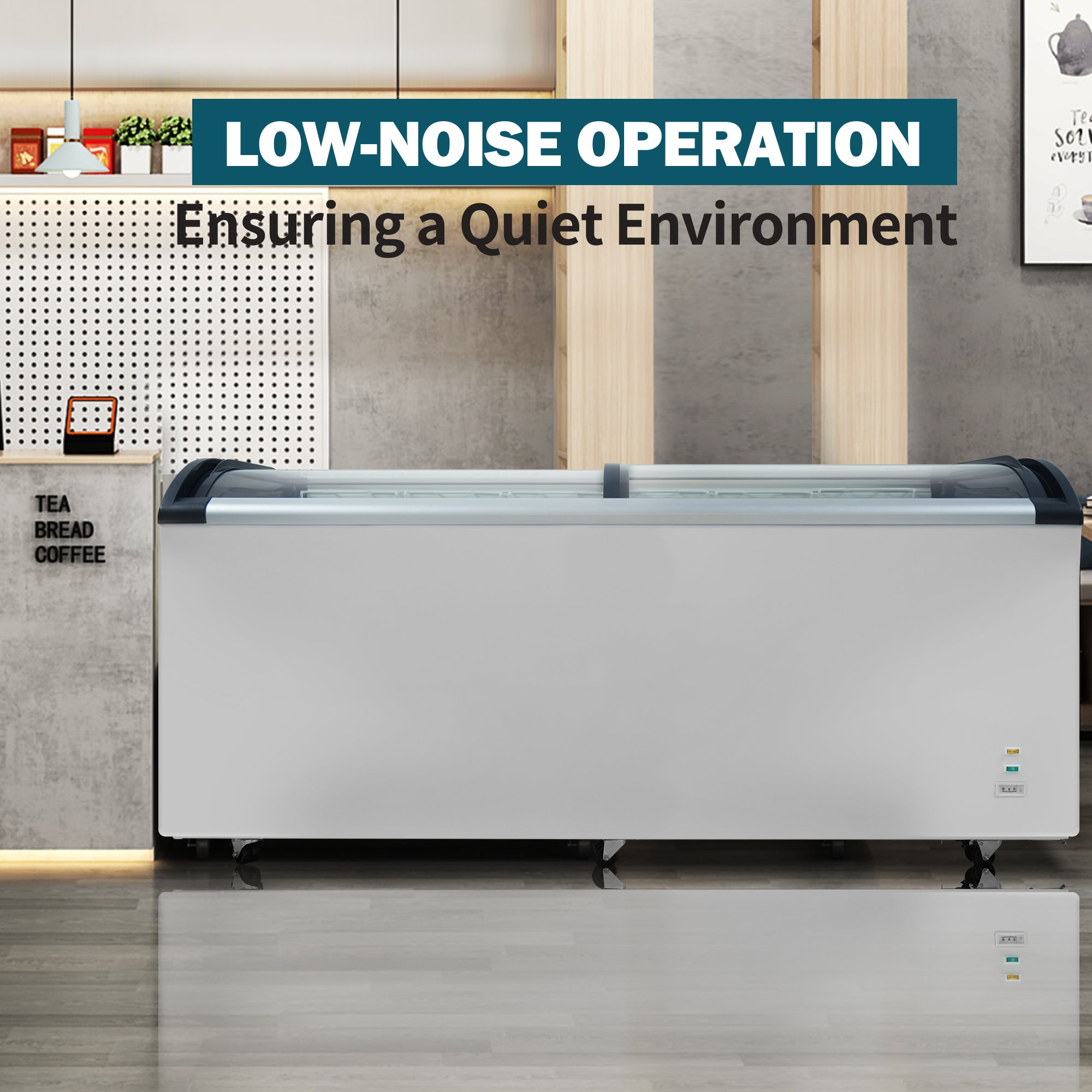 WURESE 19.3 cu. ft. Commercial Glass Top Display Freezer, Curved Glass Chest Freezer with Sliding Lid, White