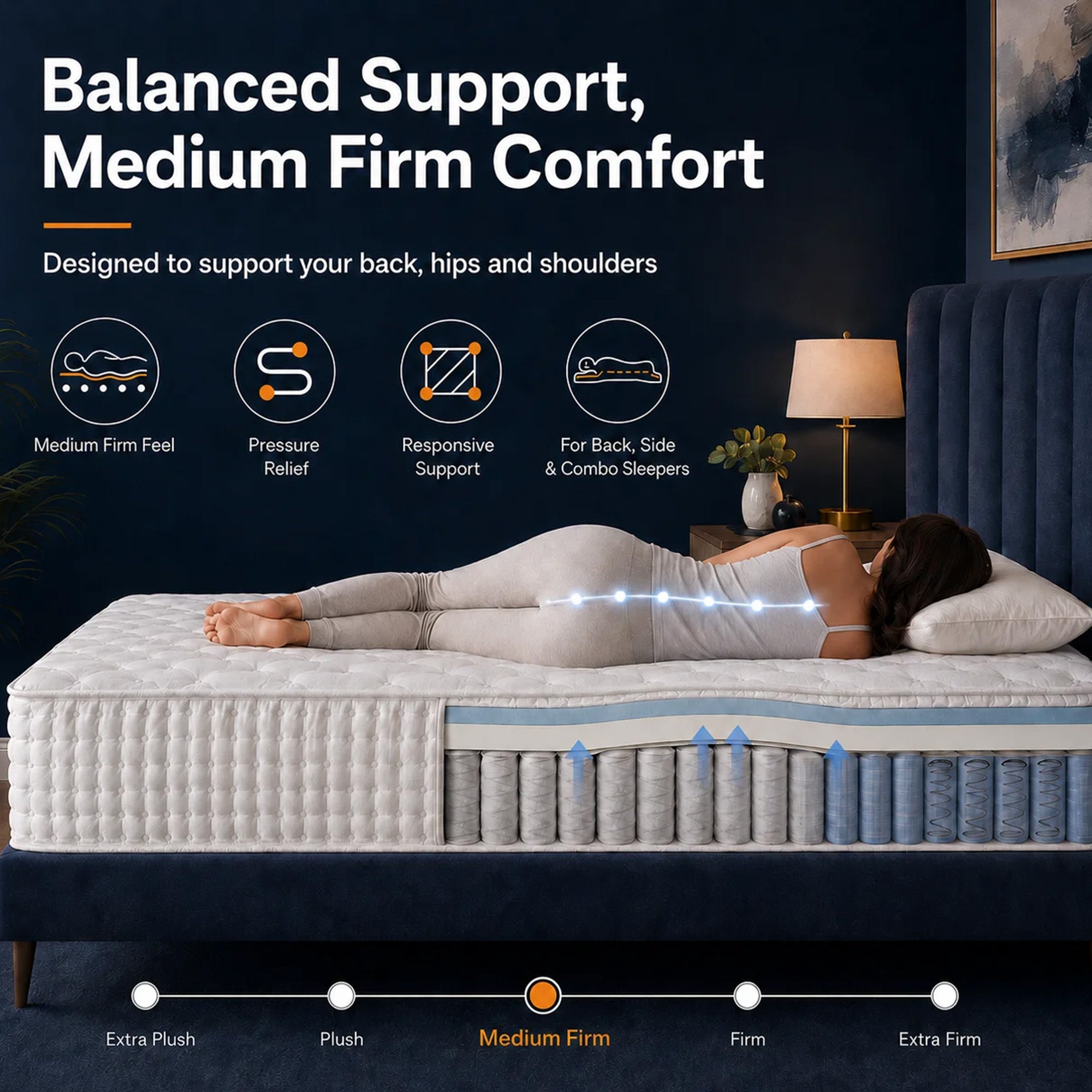 WURESE Hybrid Mattress Medium Firm Pocket Spring and Gel Memory Foam Full Size