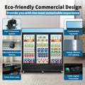 WURESE Glass Door Merchandiser Freezer 70 Cu.ft Swing Door Commercial Reach-In Display Freezers with LED Top Panel Upright Freeze Storage, gray