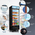 WURESE 16 Cu.Ft Single Door Commercial Upright Display Freezer Merchandiser Glass Doors With ETL Certified, -8 to -1℉,Auto Defrost, Heated Door Frame, LED Lighting, gray.