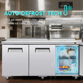 WURESE 72" Commercial Refrigerated Prep Table with Butcher Block Cutting Board, Sandwich & Salad Worktable with Protective Lid, gray