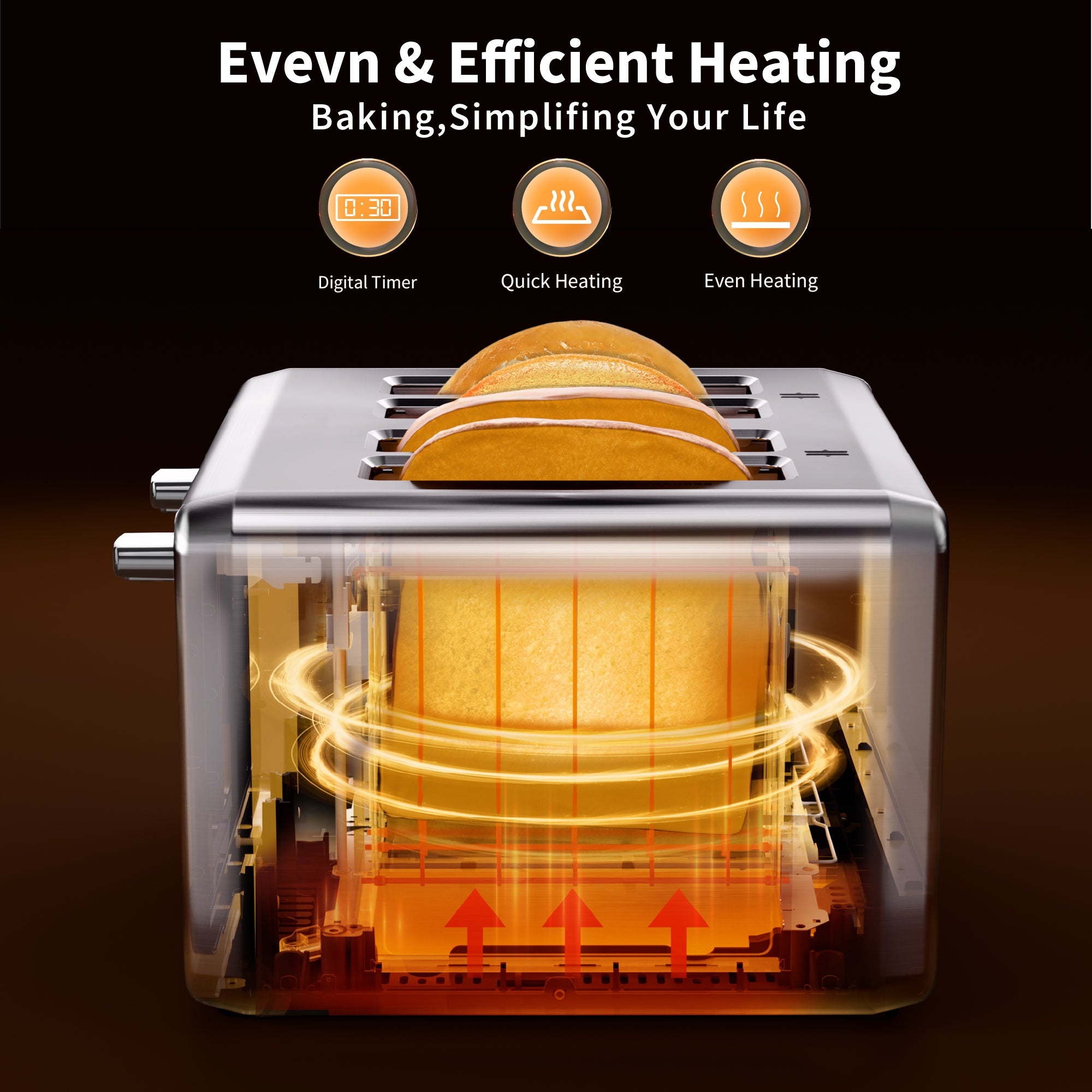 WHALLPRO Toaster 4 Slice,Touchscreen Toaster with 6 Bread Types & 6 Shade Settings, Stainless Still 2 slice Toaster