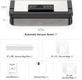 WURESE Double-Pump Vacuum Sealer, 95kPa 24L/min Suction, Versatile Modes for Dry/Moist/Delicate Foods, Built-in Cutter, LCD Touch, Bags & Hose Included, gray