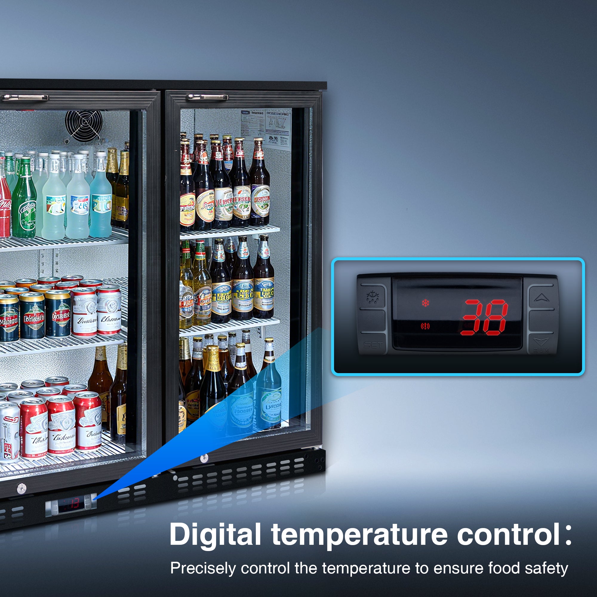 WURESE Beverage Refrigerator 11.3 Cu.Ft 3 Glass Door, 480 Cans Commercial Display Bar Fridge for Beer Wine and Drink, Black