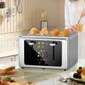 WHALLPRO Toaster 4 Slice,Touchscreen Toaster with 6 Bread Types & 6 Shade Settings, Stainless Still 2 slice Toaster