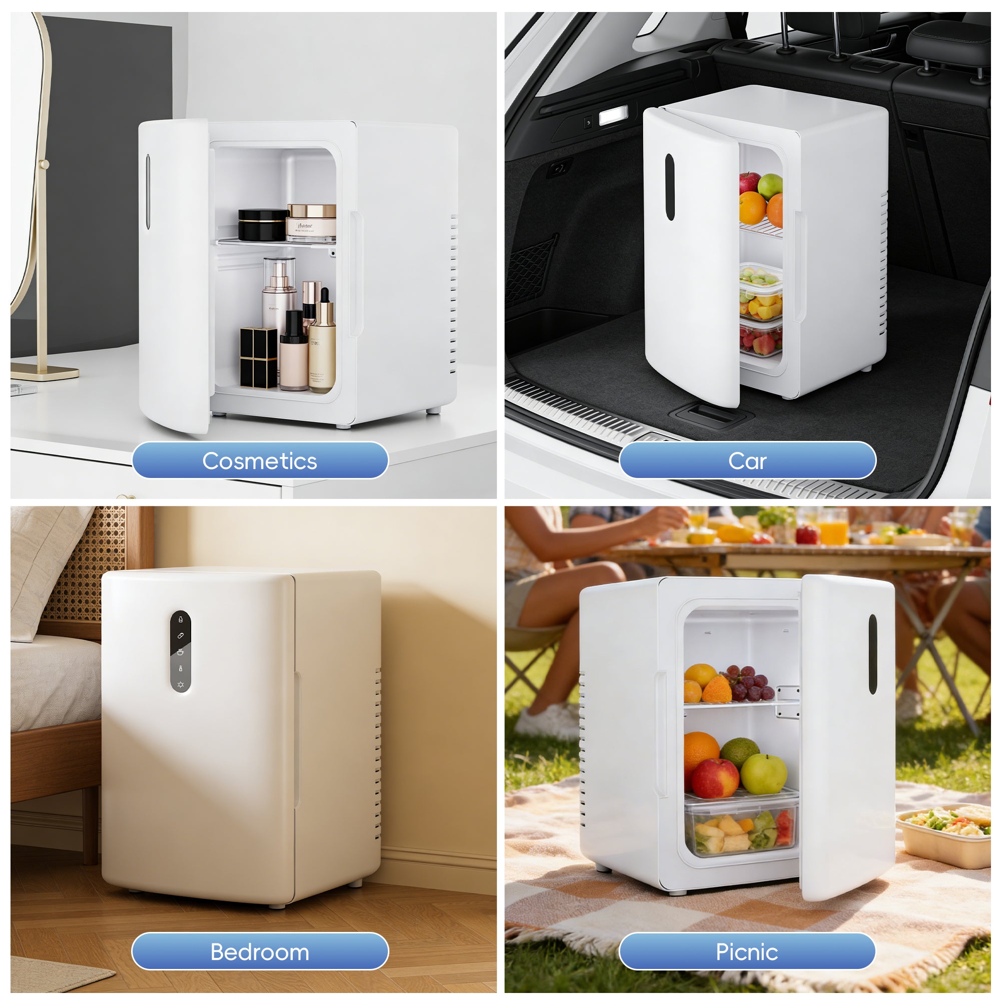 WHALL ULTRA 12L Portable Mini Fridge, White