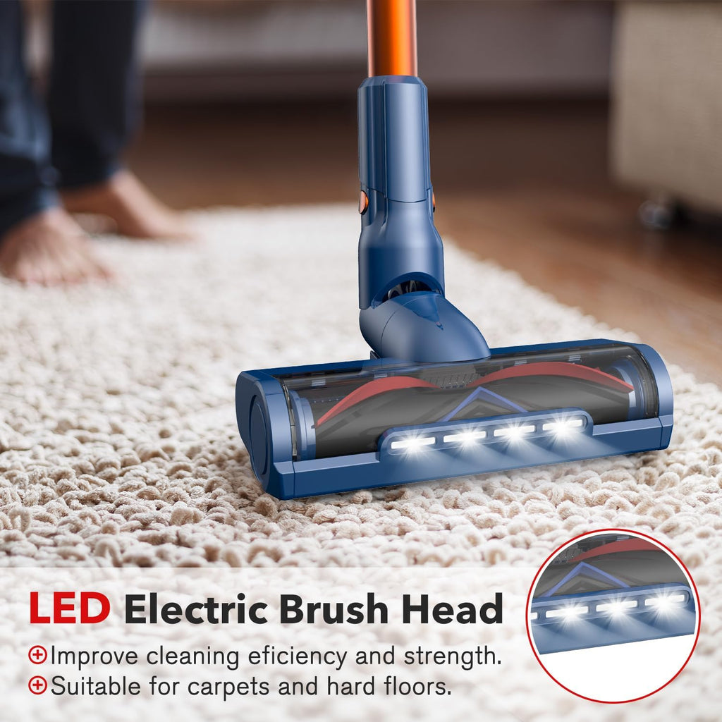 WURESE 25KPa Brushless Stick Cordless Vacuum, 55 Mins Run for Pet Hair & Floors