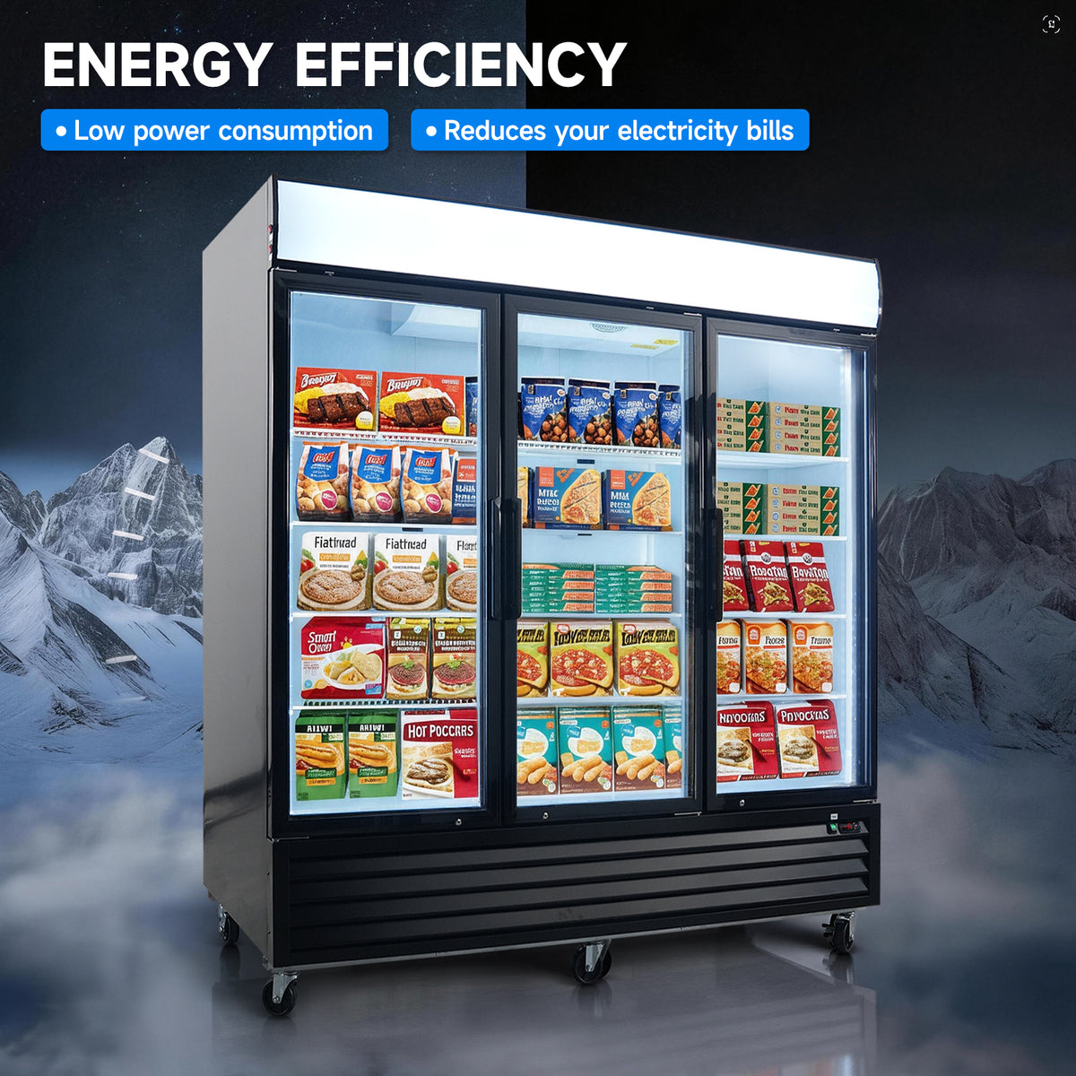 WURESE 70 cu. ft. Glass Door Merchandiser Freezer, Commercial Reach-In Swing Door Display Freezer with LED Lighting, Upright Freezer